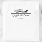 Elegante Hochzeit von Pferden und Buggyen Ovaler Aufkleber (Tasche)