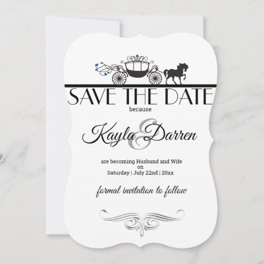 Elegante Hochzeit von Pferden und Buggyen Save The Date (Vorderseite)