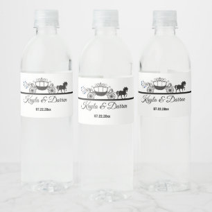 Elegante Hochzeit von Pferden und Buggyen Wasserflaschenetikett