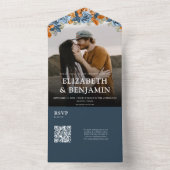 Elegante Hochzeit von QR-UAWG für Marine und Rost All In One Einladung (Innen Boden)