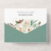 Elegante Hochzeit von Rosenblumen All In One Einladung (Rückseite)