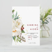 Elegante Hochzeit von Rosenblumen Einladung (Stehend Vorderseite)