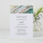 Elegante Hochzeit von Sage und Gold Beach Einladung (Stehend Vorderseite)