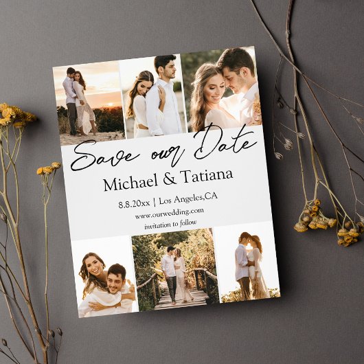 Elegante Hochzeit von Save the Date 6 Fotos Flyer