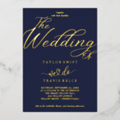 Elegante Hochzeit von Seen und Gold Foil Folieneinladung (Vorderseite)