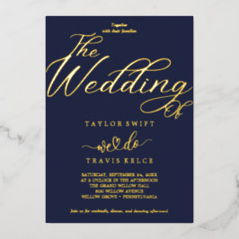 Elegante Hochzeit von Seen und Gold Foil Folieneinladung