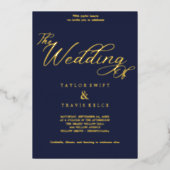 Elegante Hochzeit von Seen und Gold Foil Folieneinladung (Vorderseite)