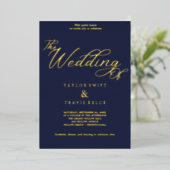 Elegante Hochzeit von Seen und Gold Foil Folieneinladung (Stehend vorne)