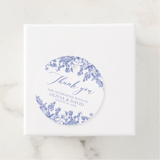 Elegante Hochzeit von Viktorianisch Blue Floral Geschenkanhänger (Beispiel)