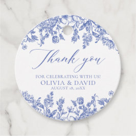 Elegante Hochzeit von Viktorianisch Blue Floral Geschenkanhänger
