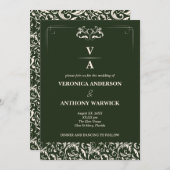 Elegante Hochzeit von Viktorianischen Waldgrün Einladung (Vorne/Hinten)