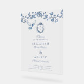 Elegante Hochzeit von Vintag Blue Floral Acrylschild (Winkel)