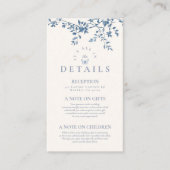 Elegante Hochzeit von Vintag Blue Floral Begleitkarte (Vorderseite)