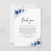 Elegante Hochzeit von Vintag Blue Floral Dankeskarte (Vorderseite)