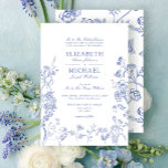 Elegante Hochzeit von Vintag Blue Floral Einladung<br><div class="desc">Produktbeschreibung - Eleganter französischer Vintager Blauer Blumenladen Delikat, raffiniert und mühelos zeitlos - diese elegante Blumen-Hochzeitseinladung bringt den Charme eines Vintagen französischen Städtchens zu Ihrer Feier. Dieses Design, Inspiriert von zarten Porzellan und romantischen Gartenmöbeln, besticht durch handillustrierte Blumenlinien in klassisch französischem Blau, die auf einem knalligen, weißen Hintergrund bedruckt sind,...</div>