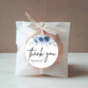 Elegante Hochzeit von Vintag Blue Floral Runder Aufkleber