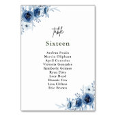 Elegante Hochzeit von Vintag Blue Floral Tischnummer (Vorderseite)