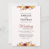 Elegante Hochzeit von Warm Fall Watercolor Einladung (Vorderseite)