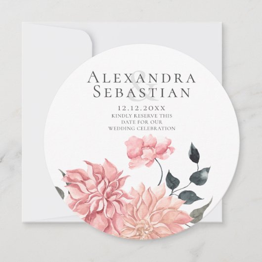 Elegante Hochzeit von Wasserfarben: Das Datum spei Save The Date (Vorderseite)