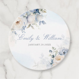 Elegante Hochzeit von Watercolor Dusty Blue Floral Geschenkanhänger