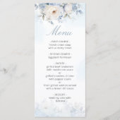 Elegante Hochzeit von Watercolor Dusty Blue Floral Menükarte (Vorderseite)