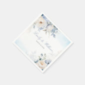 Elegante Hochzeit von Watercolor Dusty Blue Floral Serviette (Ecke)