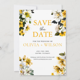 Elegante Hochzeit von Weiß und Gelb Save The Date