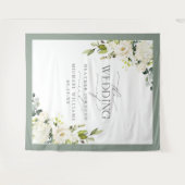 Elegante Hochzeit von White Grey Green Floral Wandteppich (Vorderseite (Horizontal))