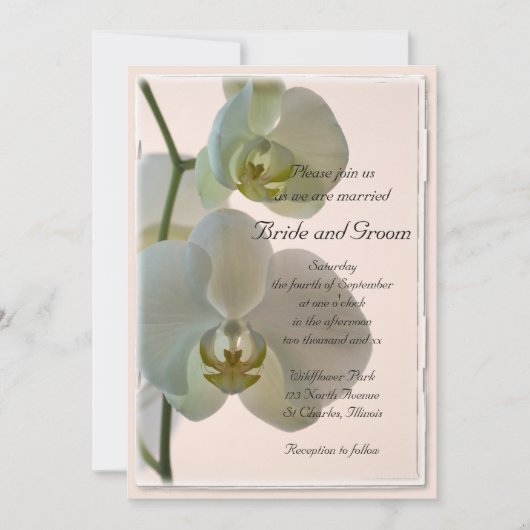 Elegante Hochzeit von White Orchids Einladung (Vorderseite)