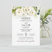 Elegante Hochzeit von White Rose & Gold Einladung (Stehend Vorderseite)