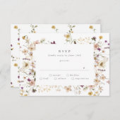 Elegante Hochzeit von Wildblume-Pampas-Hochzeit mi RSVP Karte (Vorne/Hinten)