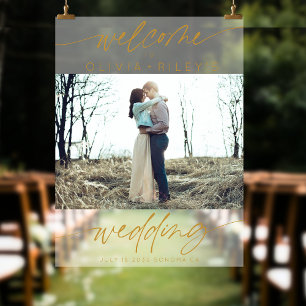 Elegante Hochzeit Willkommen Mattiertes Foto Gol Acrylschild