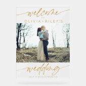 Elegante Hochzeit Willkommen Mattiertes Foto | Gol Acrylschild (Vorderseite)
