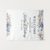 Elegante Hochzeit Willkommensflora Wandteppich (Vorderseite (Horizontal))