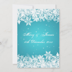 Elegante Hochzeit Winter-Schneeflocken Blau Einladung