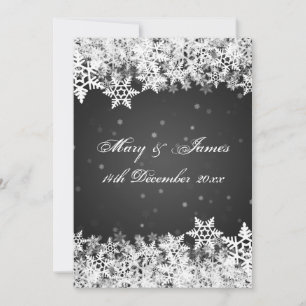 Elegante Hochzeit Winter-Schneeflocken Schwarz Einladung