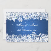 Elegante Hochzeit Winter Snowflakes Blue Saphir Einladung (Vorderseite)