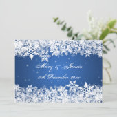 Elegante Hochzeit Winter Snowflakes Blue Saphir Einladung (Stehend Vorderseite)