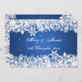 Elegante Hochzeit Winter Snowflakes Blue Saphir Einladung (Vorne/Hinten)