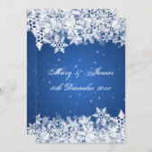 Elegante Hochzeit Winter Snowflakes Blue Saphir Einladung (Vorne/Hinten)