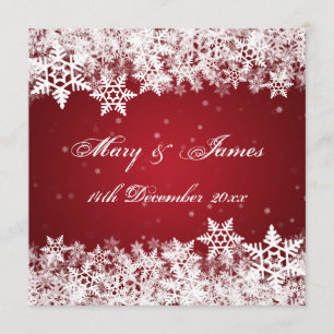 Elegante Hochzeit Winter Snowflakes Rot Einladung