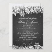 Elegante Hochzeit Winterschneeflocken Schwarz Einladung (Rückseite)
