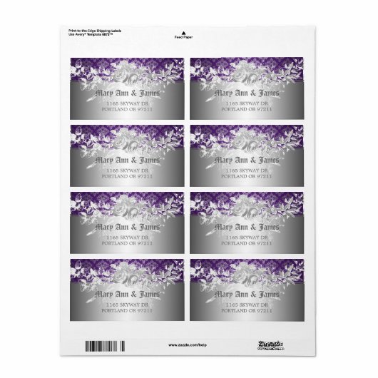 Elegante Hochzeitadresse Baroque Geblüht Lila (Vorne)