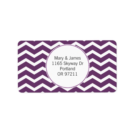 Elegante Hochzeitadresse Lila Zickzack Muster Adressaufkleber (Vorne)