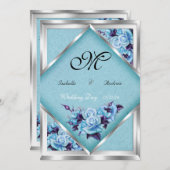 Elegante Hochzeiten Aquamarine Lila Rose Silver Bo Einladung (Vorne/Hinten)