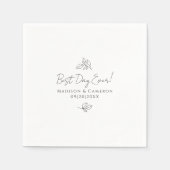 Elegante Hochzeiten Blätter Schwarz/Weiß Serviette (Vorderseite)