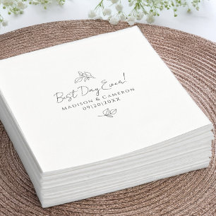 Elegante Hochzeiten Blätter Schwarz/Weiß Serviette