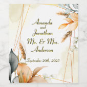 Elegante Hochzeiten Bohemischer Wasserfarben anpas Weinetikett (Einzelnes Label)