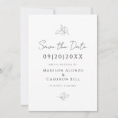 Elegante Hochzeiten Botanische Blätter Schwarz-wei Save The Date (Vorderseite)