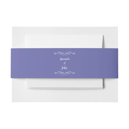 Elegante Hochzeiten Calligraphy Chic Periwinkle Bl Einladungsbanderole (Vorderseite Beispiel)